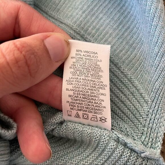 Adrienne Vittadini Turquoise Knit Cowl Neck Sweater Size M - Picture 10 of 14